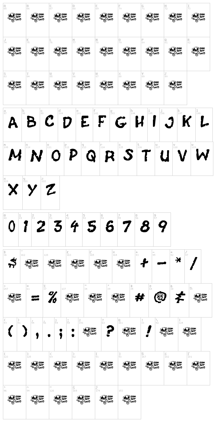 Casket Breath font map